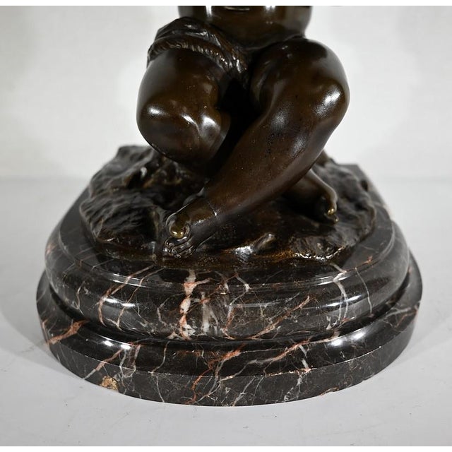 Angel with Flute, Late 19th Century, Bronze & Marble For Sale - Image 6 of 18