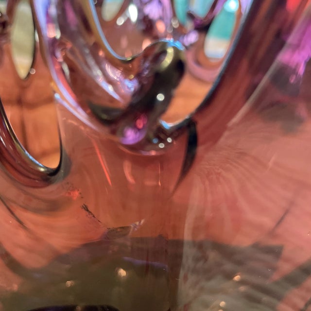 Vintage Murano MCM Purple Handblown Vase With Tag. Made in Italy For Sale - Image 10 of 10