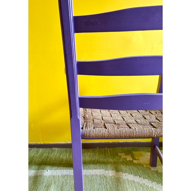 Danish Vintage Ladderback Armchair Featuring a Hand-Woven Rush For Sale - Image 9 of 10
