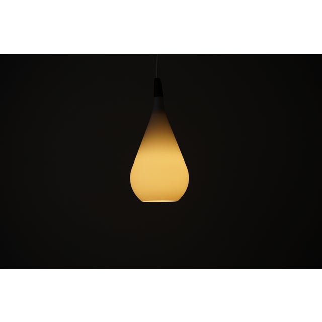 Mid-Century Modern Danish Hanging Lamp in Opal Glass and Teak, 1960s For Sale - Image 4 of 13