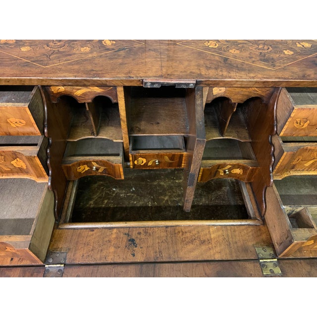 Antique Dutch Marquetry Walnut Bureau, 1760 For Sale - Image 6 of 14