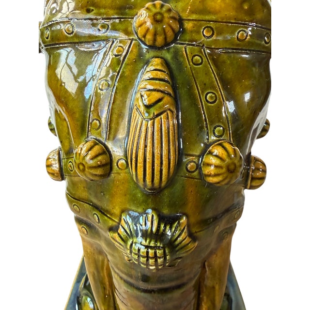 Mid 20th Century Green Glazed Ceramic Elephant Garden Stool / Plant Stand For Sale - Image 12 of 12