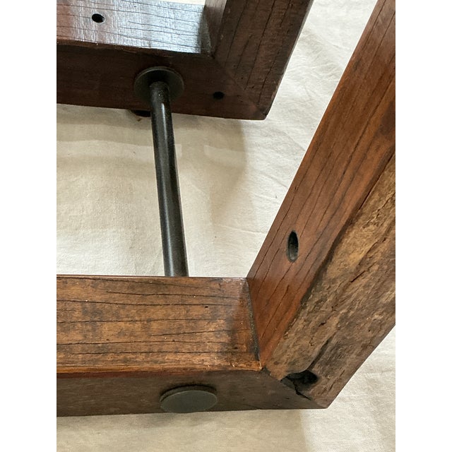 Modern Glass Top Dining Table With Rustic Solid Wood Base – Rh Style For Sale - Image 11 of 14