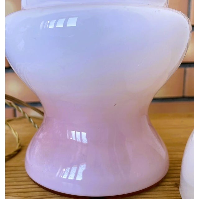 Space Age Accent Table Lamp in Pink Opaline Glass, 1960s For Sale - Image 10 of 13