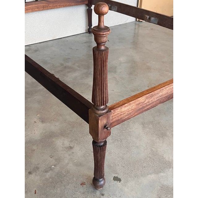 19th Century, Baroque Full Bed, Original Four Fluted Poster Spanish Bed For Sale - Image 12 of 13