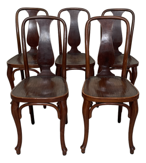 Vintage Chairs in Bent Wood by J.&J. Kohn Vienna, 1900s, Set of 5
