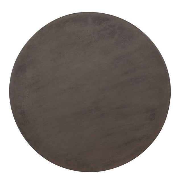 Modern cement resin round drum outdoor side table. Lightweight modeled slate black smooth finish. Great color and material...