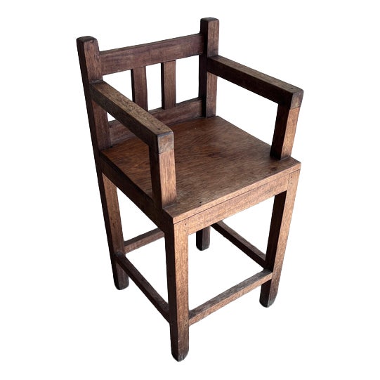 Brutalist Oak Childrens Chair, 1960s For Sale
