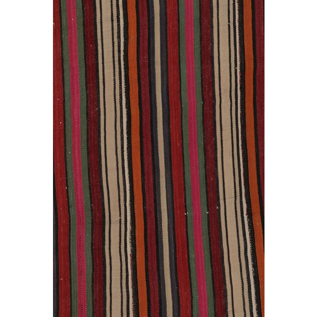 Textile Vintage Persian Kilim, Stripes in Rich Red and Vibrant Jewel Tones - Rug & Kilim For Sale - Image 7 of 8