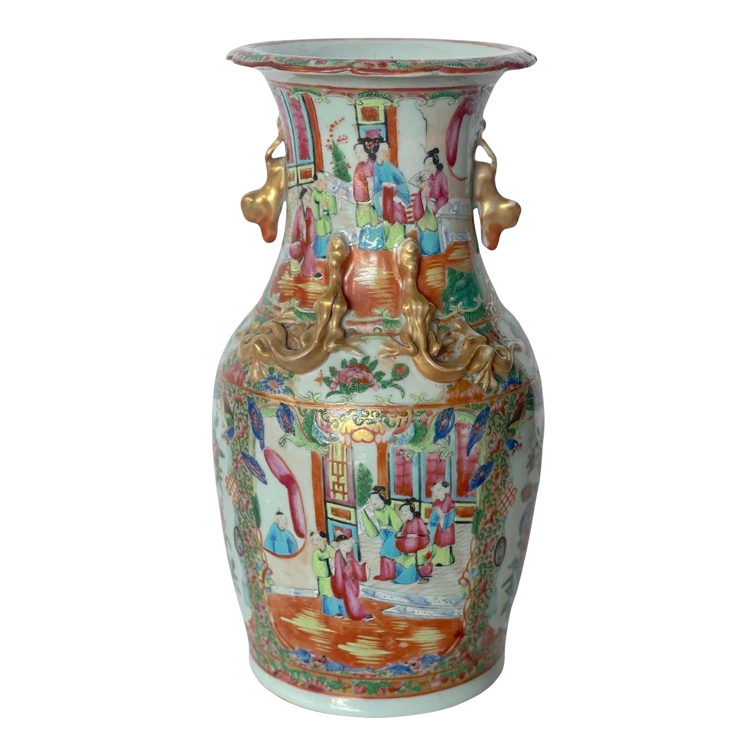 19th Century Chinese Rose Canton Porcelain Vase Chairish