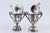 Mustard Pots in Embossed Silver with Palms, Glass Cores and Resting on Claw-Shaped Feet, Set of 2, in Good conditions....