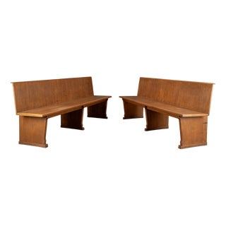Vintage Oak Benches, 1960s, Set of 2 For Sale