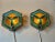 Vintage Gothic Stained Glass Wall Sconces, 1970s, Set of 2 For Sale - Image 10 of 12