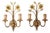 Golden Wall Lamps with Daffodil Flowers Made of Murano Glass, 1960s, Set of 2 For Sale