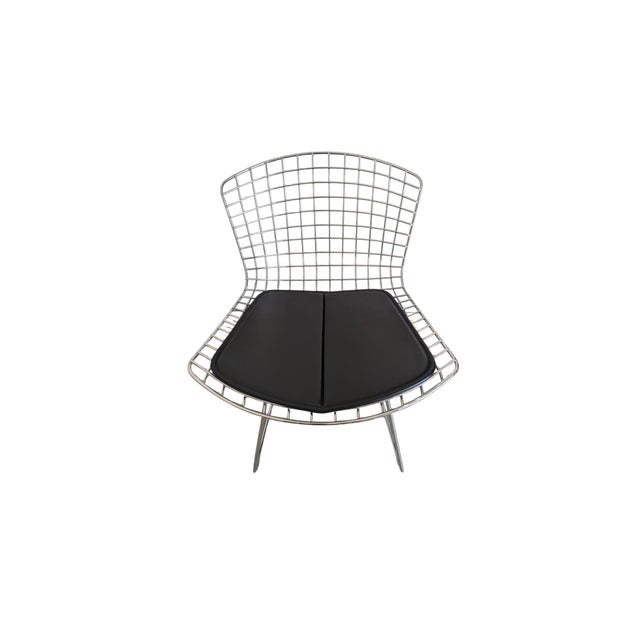 Knoll Chrome Bertoia Side Chairs With Fabric Seat Pads for Knoll (Two Available) For Sale - Image 4 of 12