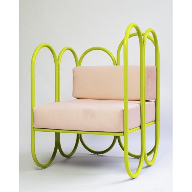 New Pink Arco Armchair With Cushions by Masquespacio & Houtique For Sale In Miami - Image 6 of 13
