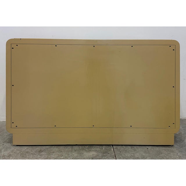 1970s Lacquered Asian Inspired Mastercraft Cabinet, Overscale Brass Hardware For Sale - Image 9 of 9