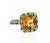 Contemporary 4.82 Carat Cushion Cut Citrine Quartz Tsavorite Diamond 14 Karat White Gold Ring Size 7 For Sale - Image 3 of 8