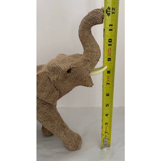 Vintage Handcrafted Burlap Elephant Sculpture | Bohemian Folk Art Safari Decor For Sale - Image 9 of 11