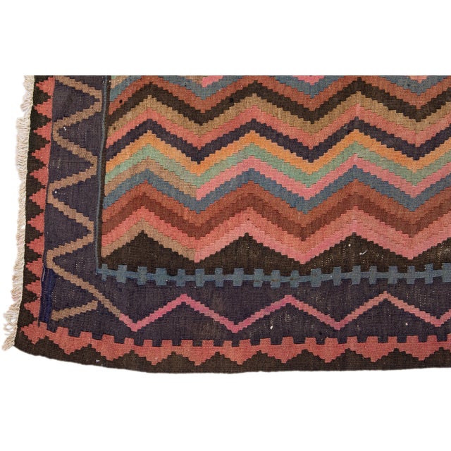 Mid-20th Century Turkish Kilim Multicolor Handmade Tribal Wool Rug For Sale - Image 4 of 8