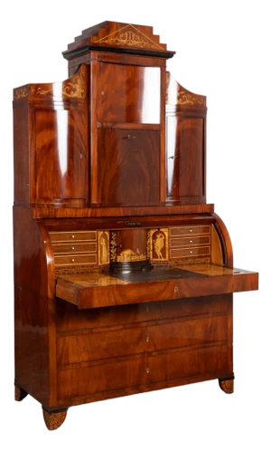 Early 19th Century Danish Mahogany Empire Inlaid Secretary Bureau