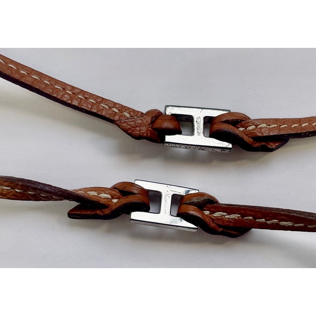 Metal 1990s Hermes “Tillet” Leather Wrap Bracelets - A Pair - For Sale - Image 7 of 7