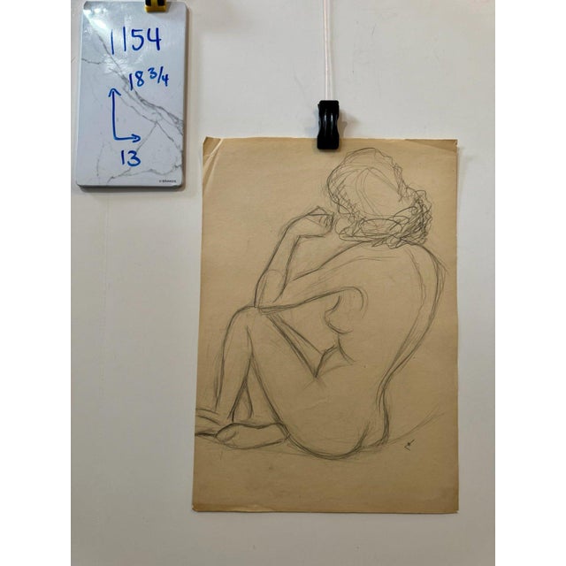 Paper 1950s Henry Emil Salloch Original Watercolor on Paper Seated Female Nude Figure. For Sale - Image 7 of 7
