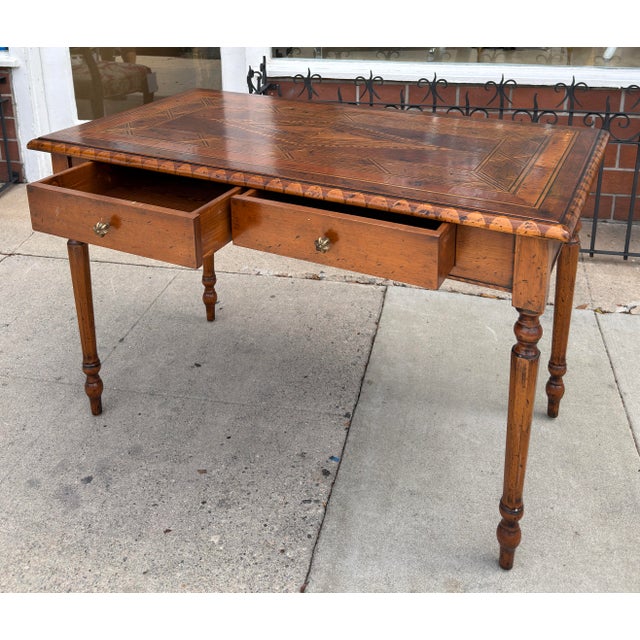 Italian 18c Style Francesco Molon for Giemme Fruitwood Inlaid Writing Table Desk For Sale - Image 3 of 8