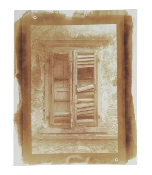 Vintage Cyanotype Window Detail Old Building Photograph