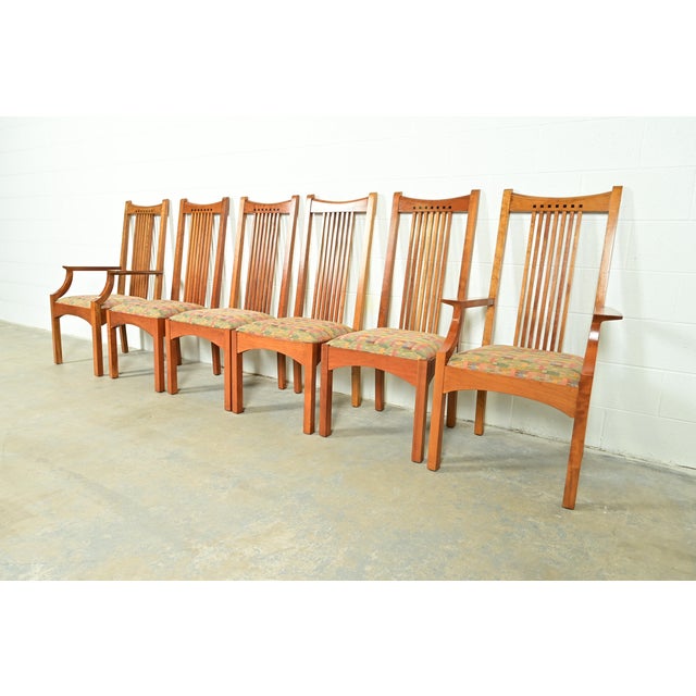 Stickley Arts & Crafts Cherry Wood High Back Spindle Side Chairs or Dining Chairs, Pair For Sale - Image 13 of 14