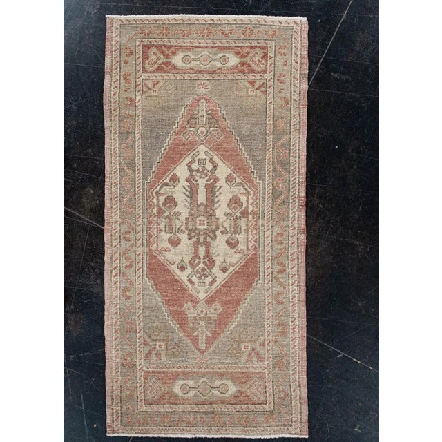 Oriental Hand Knotted Vintage Turkish Mini Rug 1'8" x 3'4" For Sale In Houston - Image 6 of 6