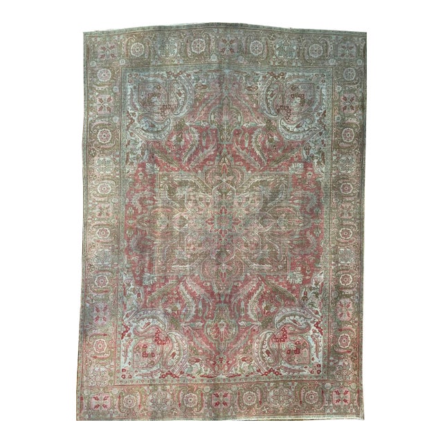 Vintage Handwoven Persian Heriz Area Rug 10x13 For Sale