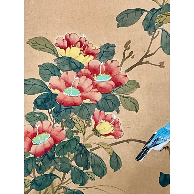 Chinese Original Chinese Floral Painting, Signed by Artist, Matted and Framed - 23" X 28" For Sale - Image 3 of 7