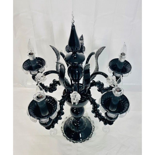 1990s Monumental Black Murano Glass Five-Arm Candelabra From the Spelling Manor For Sale In Los Angeles - Image 6 of 18