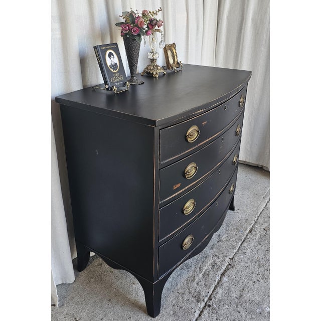 Black Vintage Chest of Drawers, Distressed For Sale In Los Angeles - Image 6 of 11