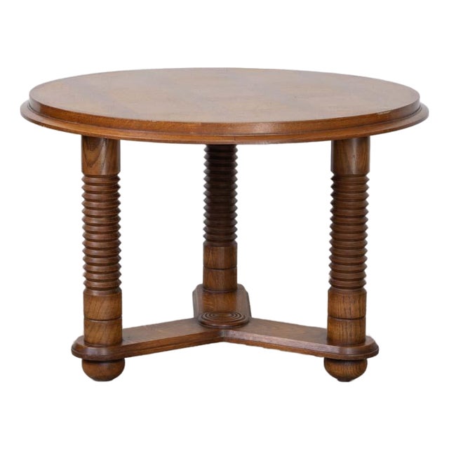 1940s French Oak Table Attributed to Charles Dudouyt For Sale