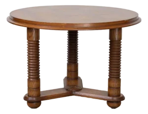 1940s French Oak Table Attributed to Charles Dudouyt
