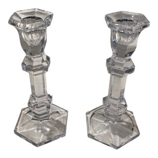 1980s Lead Crystal Candlesticks - a Pair For Sale