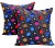 Multicolor Velvet Polka Dot Black Italian Silk Pillows- a Pair For Sale