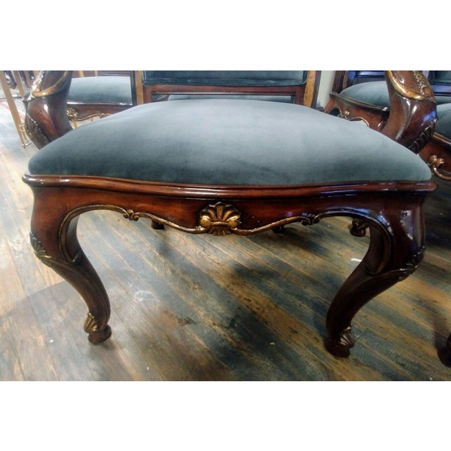 Henredon Furniture Arabesque Mahogany Velvet Dining Arm Chair