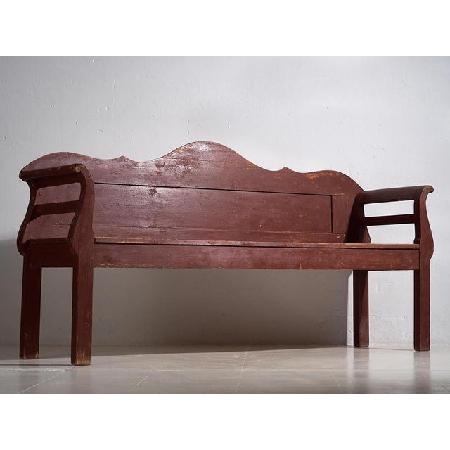 Large Garnet Red Bench, 1920s For Sale - Image 6 of 17