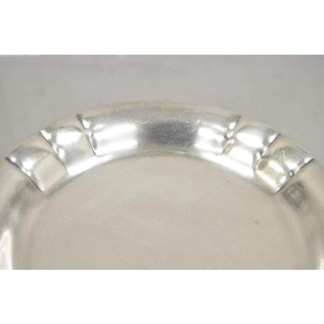 Mid 20th Century Vintage Denmark Art Nouveau Round Silver Plated Dish With Scrolling Handles For Sale - Image 5 of 9