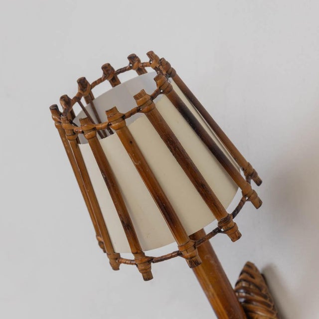1960s French Rattan Sconces by Louis Sognot - a Pair For Sale In Los Angeles - Image 6 of 10
