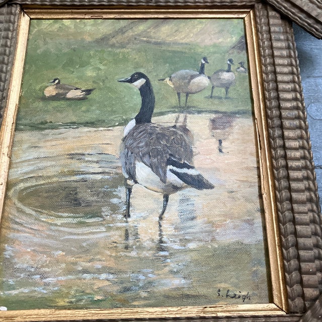 Original 8 x 10 painting on stretched canvas signed bottom right Overall size with antique frame is approximately 14.5 x 16.5