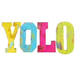 Colorful Metal Marquee Letters Yolo - 4 Pieces For Sale