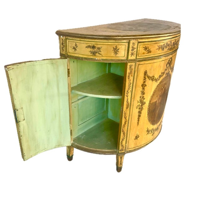 George III Painted Demilune Cabinet For Sale - Image 4 of 12