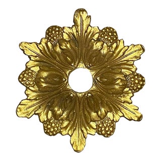 Vintage Art Deco Acanthus Leaf & Berry Chandelier Bronze Ceiling Light Plate For Sale