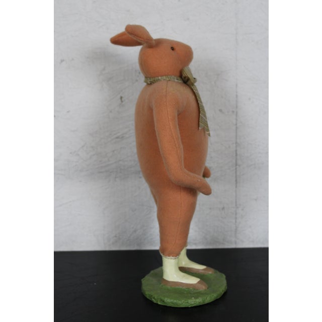 Vintage Original Cody Foster Folk Art Pink Wool Rabbit Easter Bunny For Sale - Image 4 of 13