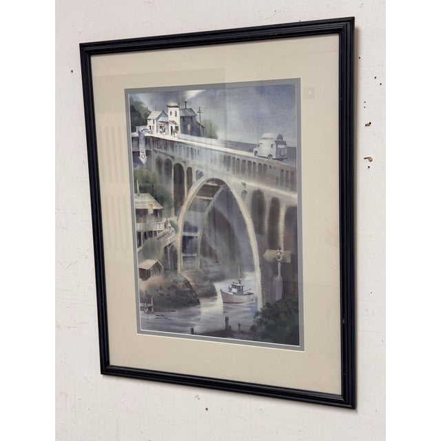 Norman Duke Depoe Bay Framed Watercolor, Circa 1985 For Sale - Image 10 of 11
