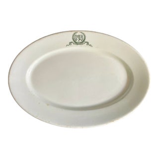 Antique Ymca Oval Plate – Syracuse China Restaurant Ware Platter, Green Ribbon Logo For Sale